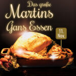 Knusprig gebratene Martinsgans im Bräter, serviert im Hotel & Restaurant am Huntepadd in Dötlingen zum Martinsgans-Essen 2025
