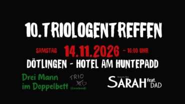 Banner zum 10. Triologentreffen am 14.11.2026 im Hotel & Restaurant am Huntepadd in Dötlingen